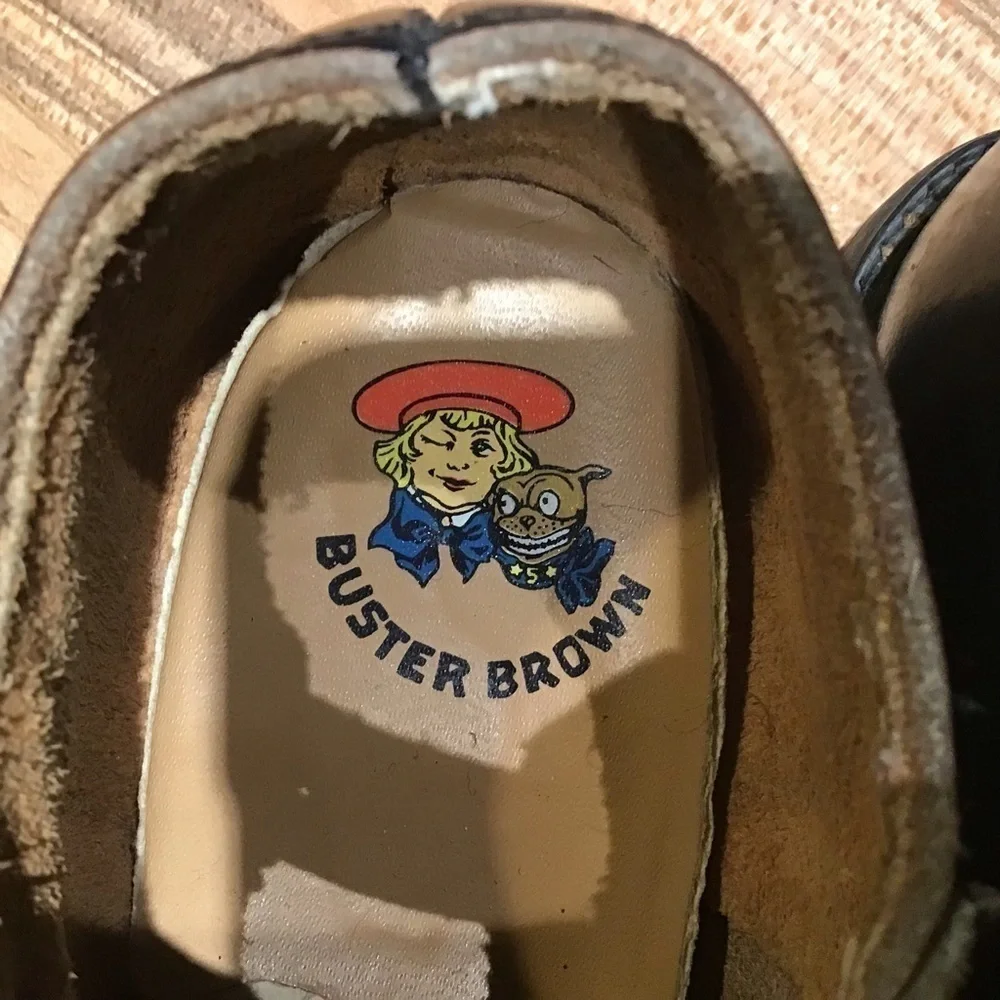Vintage Buster Brown double t-strap Mary-Janes. Black size infant 4 - 4.5.